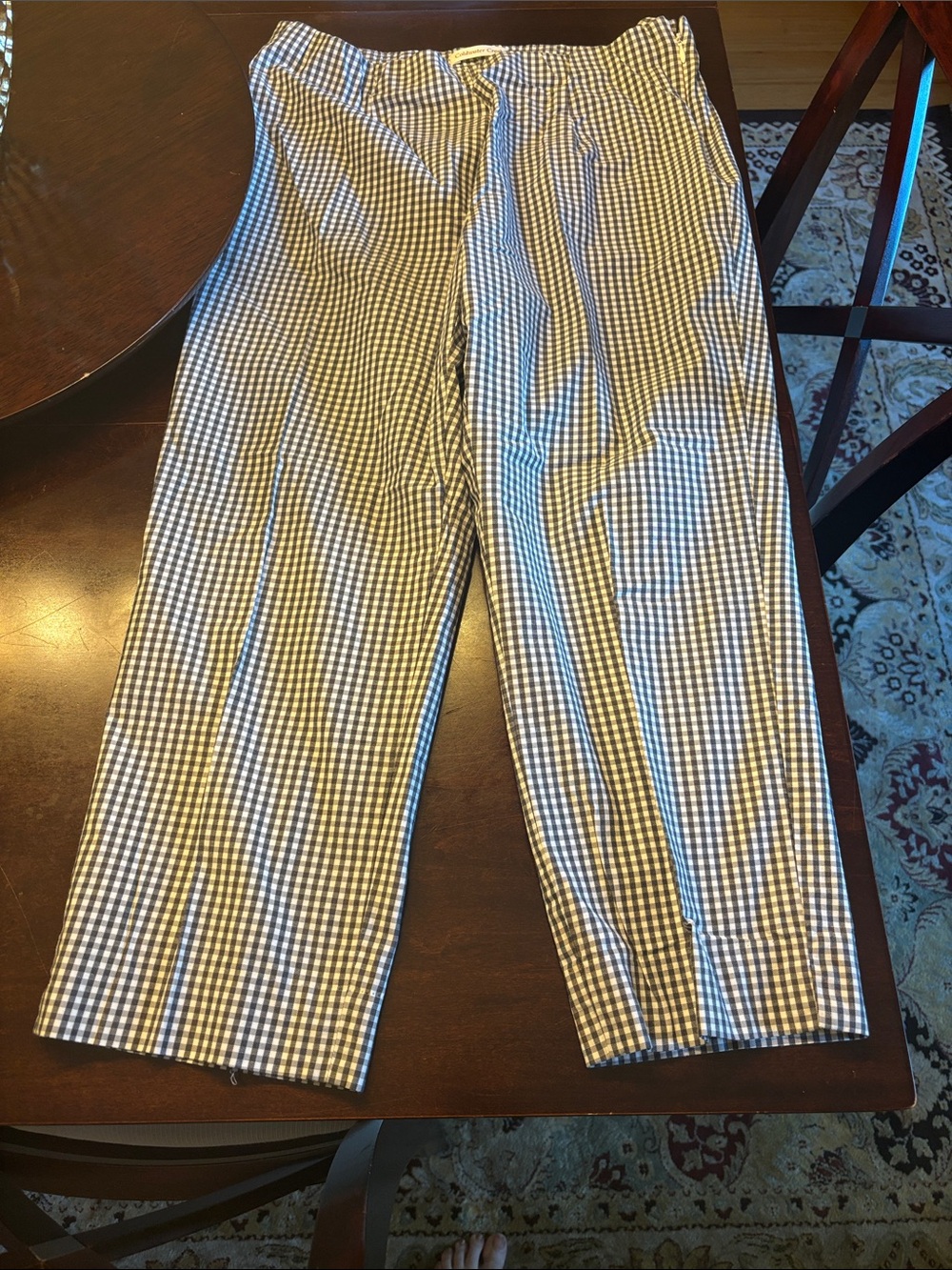Coldwater Creek Blue & White Gingham Cropped Pants
